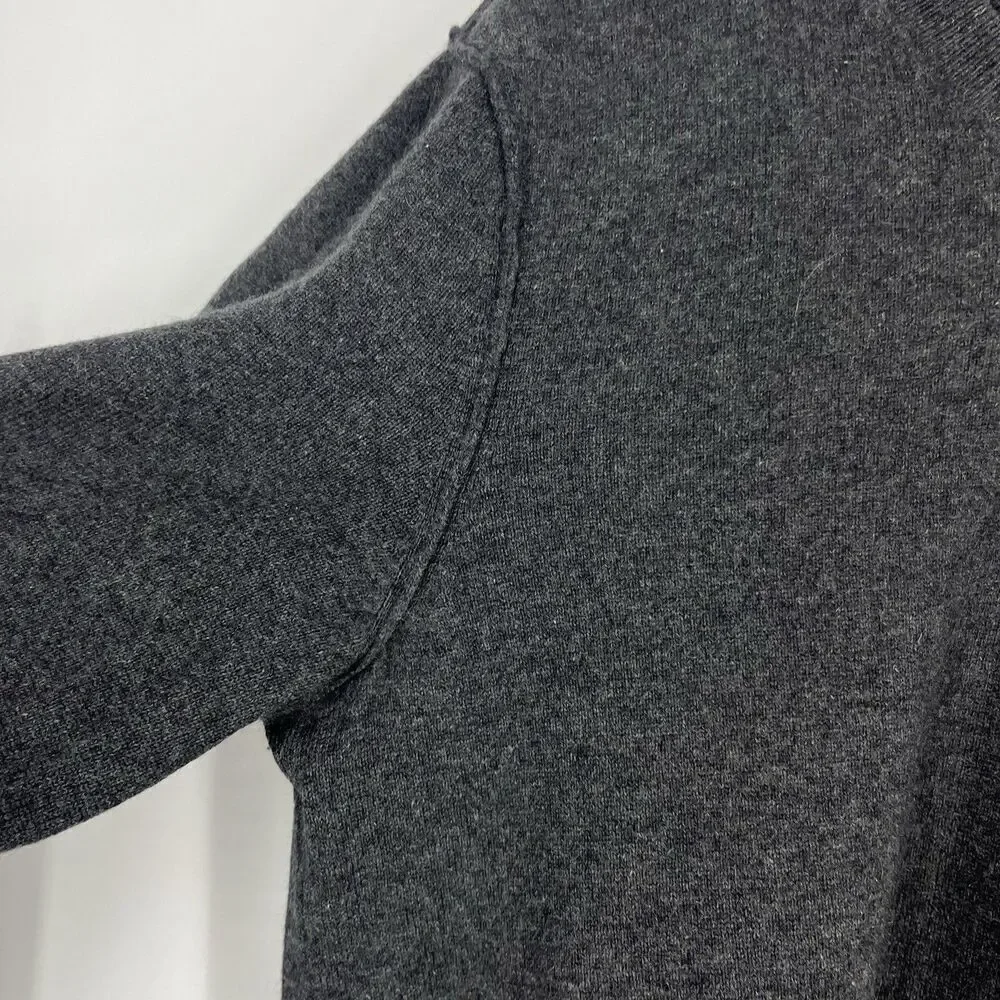 Vince Cashmere Sweater Size Medium Mens Gray Raglan Pullover Elbow Patch V Neck